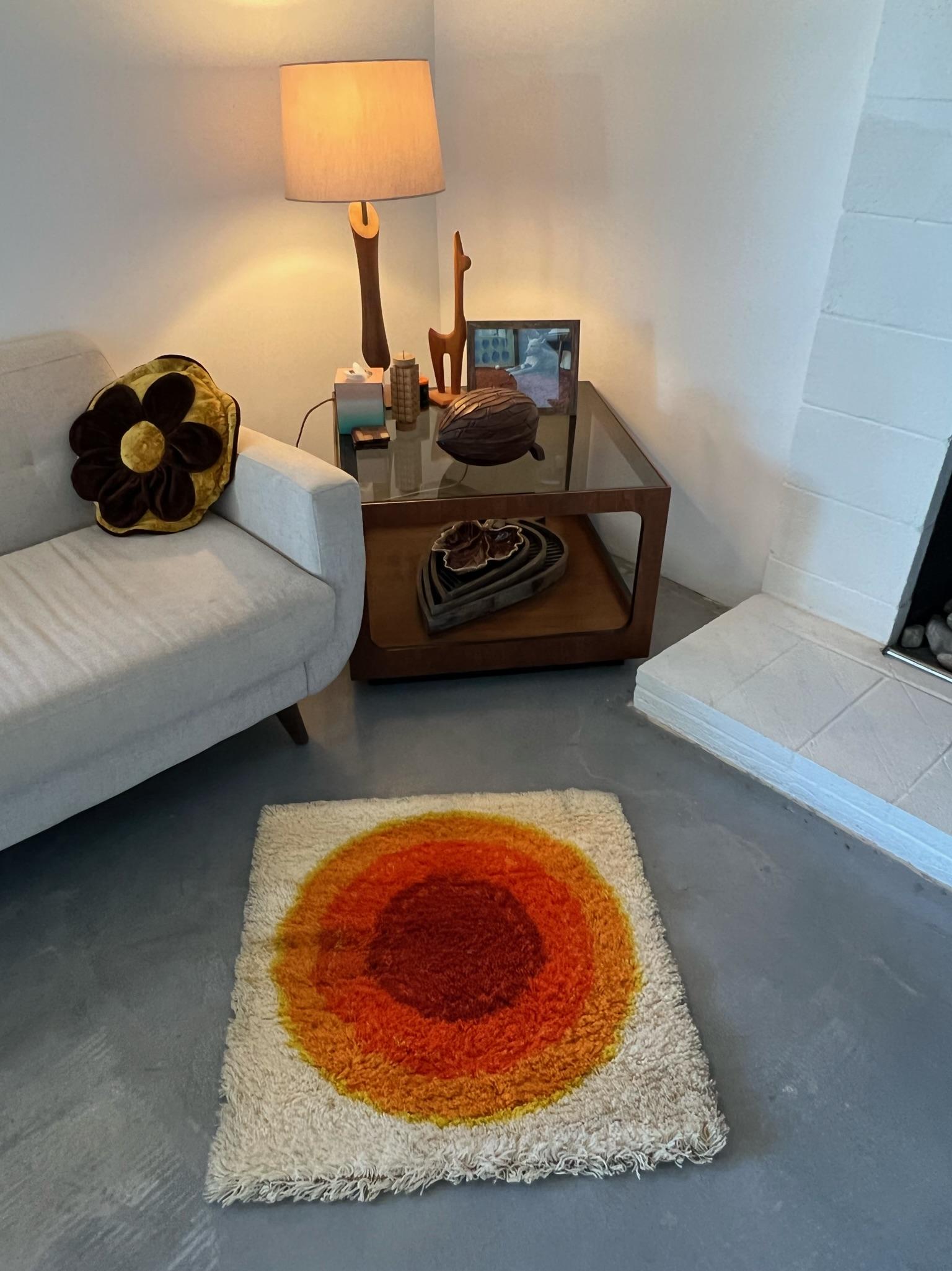 Metà XX secolo Tappeto EKSPORT WILTON Bullseye anni '60 INUTILIZZATO Mid Century Rya Danish Rug Verner Panton in vendita