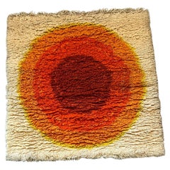 60's EKSPORT WILTON Bullseye UNUSED Mid Century Rya Danish Rug Verner Panton