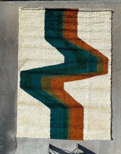 60's EKSPORT WILTON Lightening UNUSED Mid Century Modern Rya Danish Rug Wool