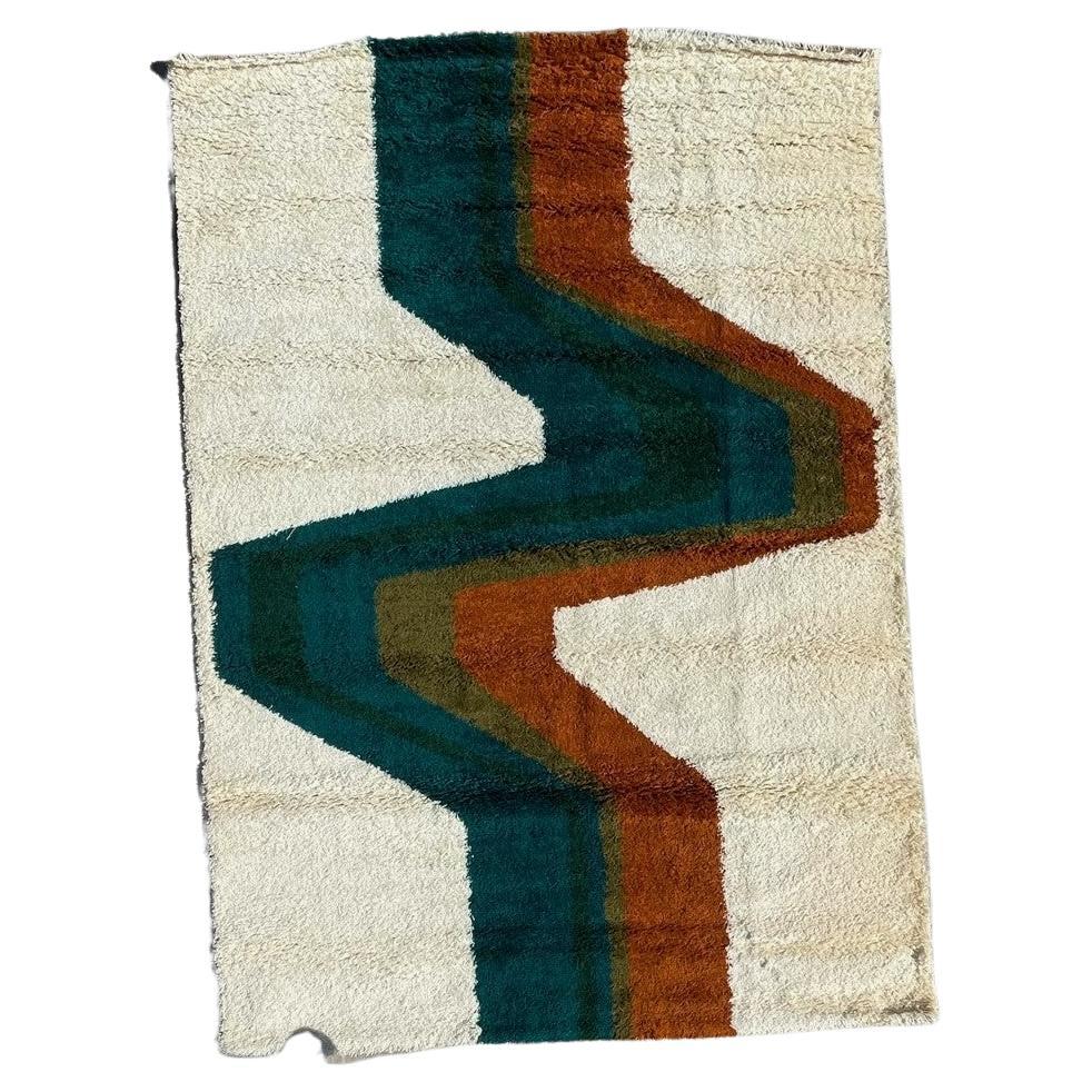 60's EKSPORT WILTON Lightening UNUSED Mid Century Modern Rya Danish Rug Wool