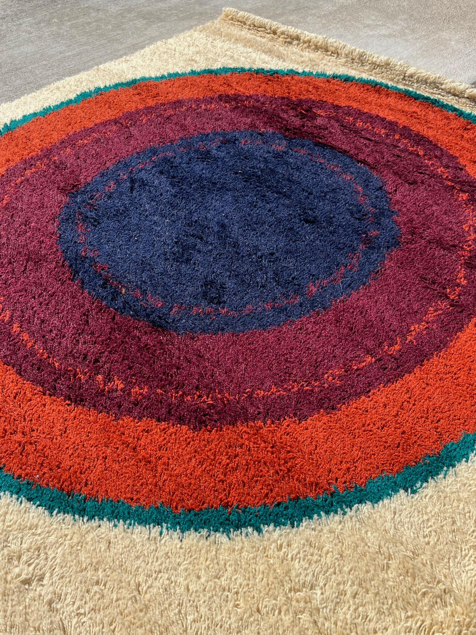 Tappeto EKSPORT WILTON Verner Panton anni '60 INUTILIZZATO MCM Danish Rya Rug Bullseye Argus In condizioni ottime in vendita a Los Angeles, CA