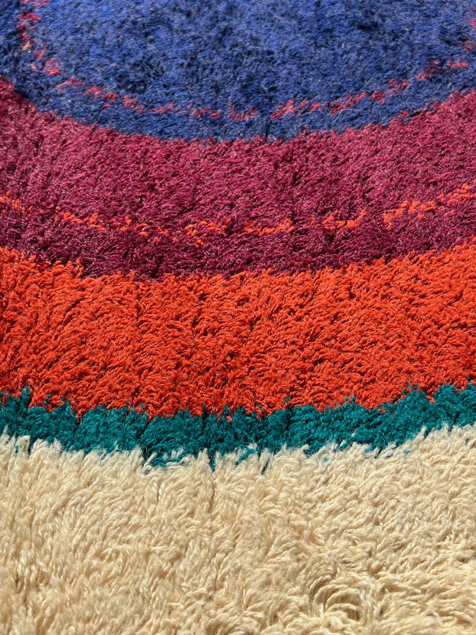 Metà XX secolo Tappeto EKSPORT WILTON Verner Panton anni '60 INUTILIZZATO MCM Danish Rya Rug Bullseye Argus in vendita