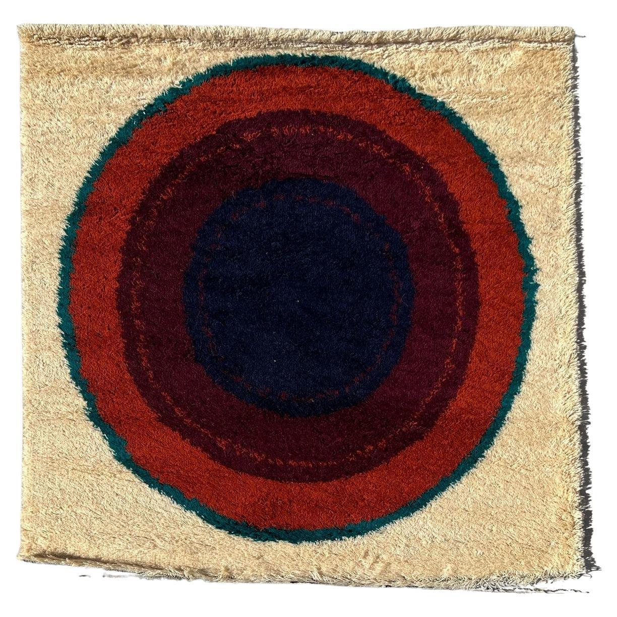 60er Jahre EKSPORT WILTON Verner Panton UNGEBRAUCHT MCM Danish Rya Rug Bullseye Argus