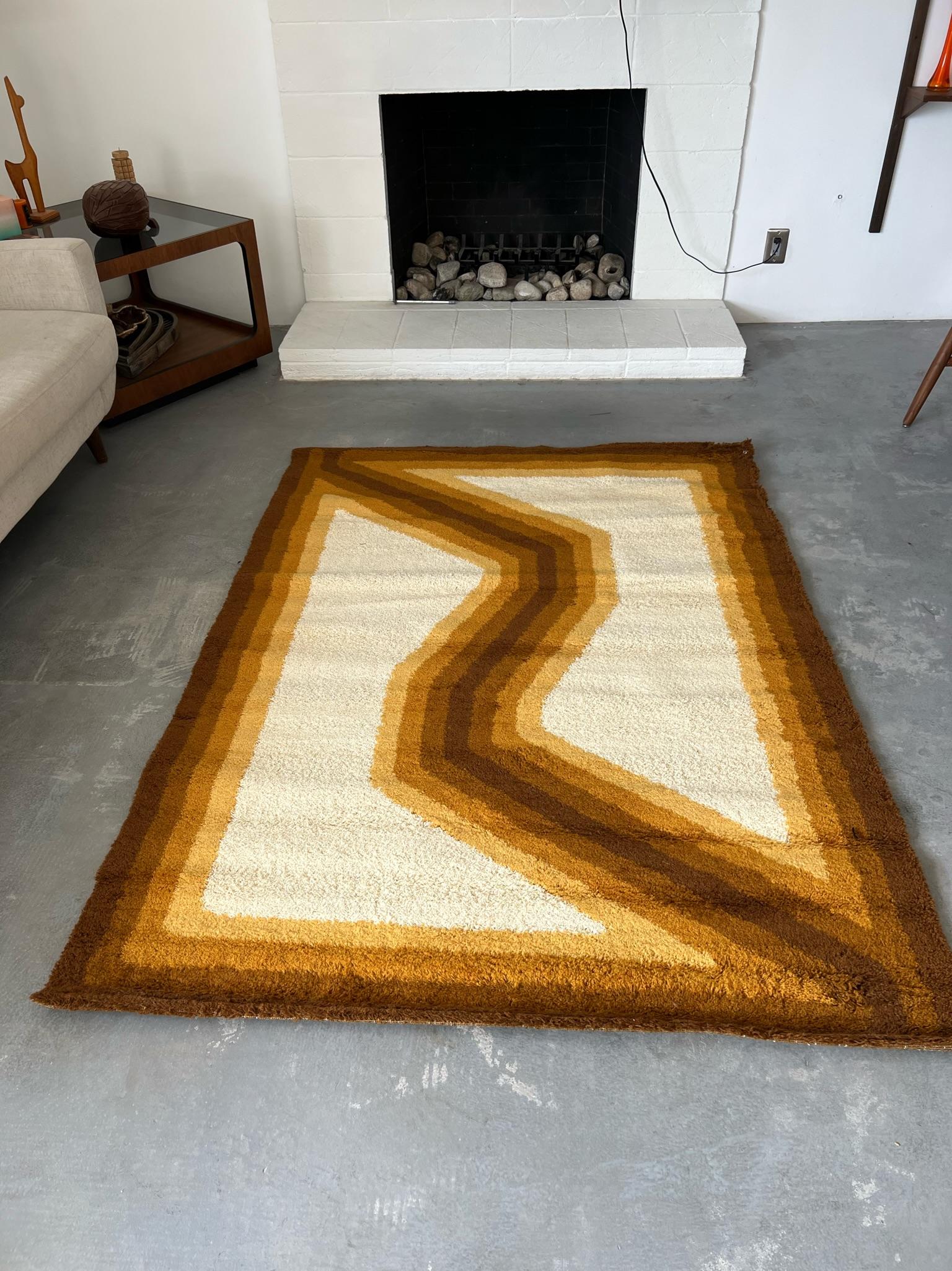 60s EKSPORT WILTON Zigzag Wave OpArt INUTILIZZATO Tappeto danese metà secolo Verner Panton in vendita 4