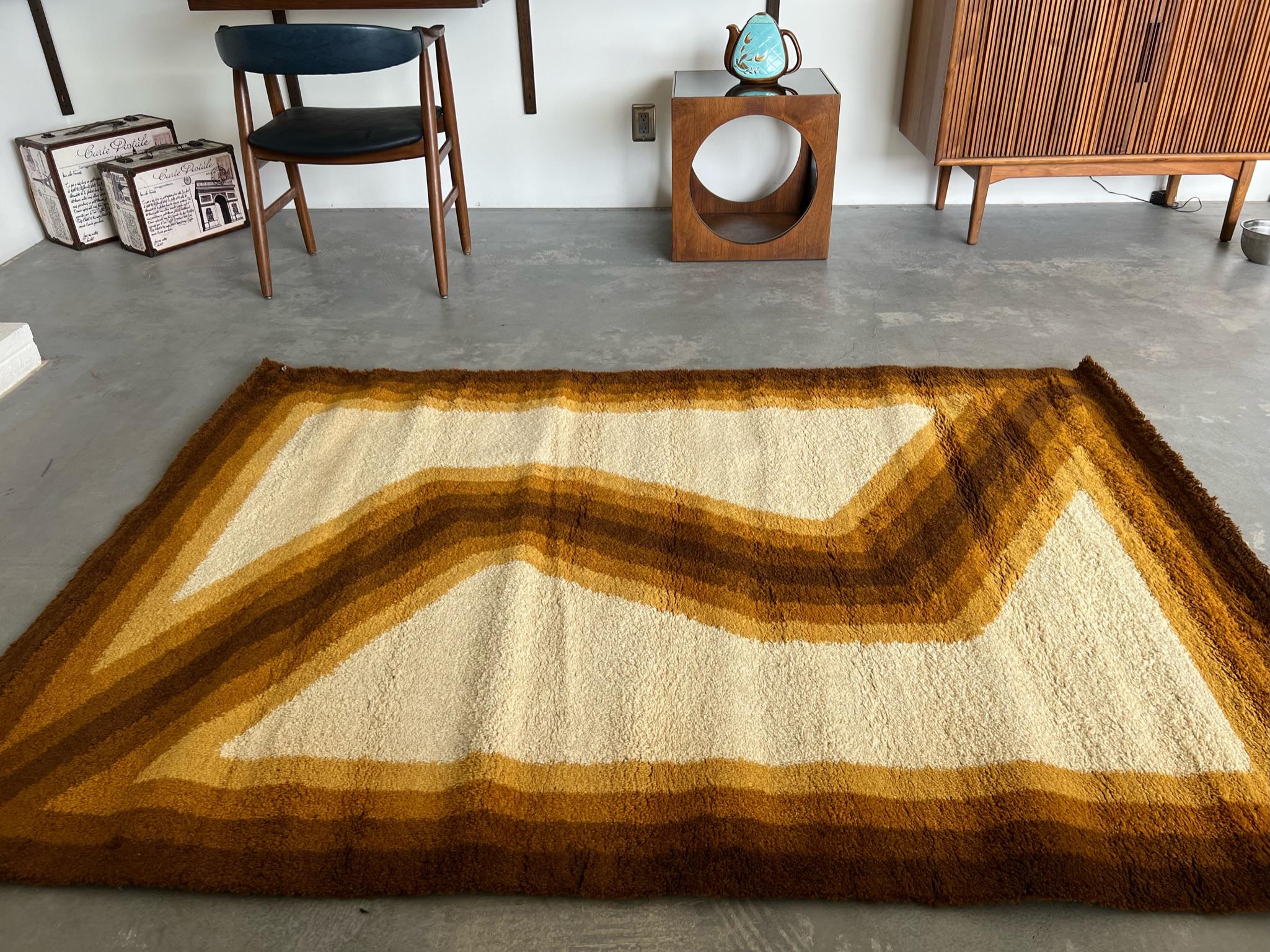 60s EKSPORT WILTON Zigzag Wave OpArt INUTILIZZATO Tappeto danese metà secolo Verner Panton in vendita 5