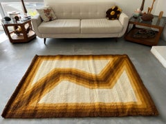 60s EKSPORT WILTON Zigzag Wave OpArt UNUSED Mid Century Danish Rug Verner Panton
