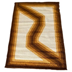 60s EKSPORT WILTON Zigzag Wave OpArt UNUSED Mid Century Danish Rug Verner Panton