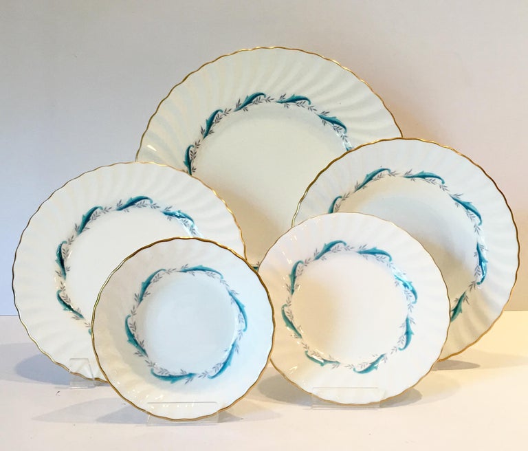 60'S English Bone China Dinnerware "Downing" Set Of 45 Pieces By, Minton For Sale at 1stdibs