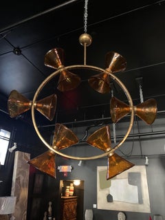 60s Era "Diablo" Brass and Glass Murano Chandelier