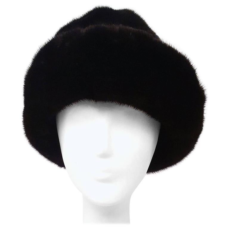 60s Espresso Brown Mink Hat In Excellent Condition In San Francisco, CA