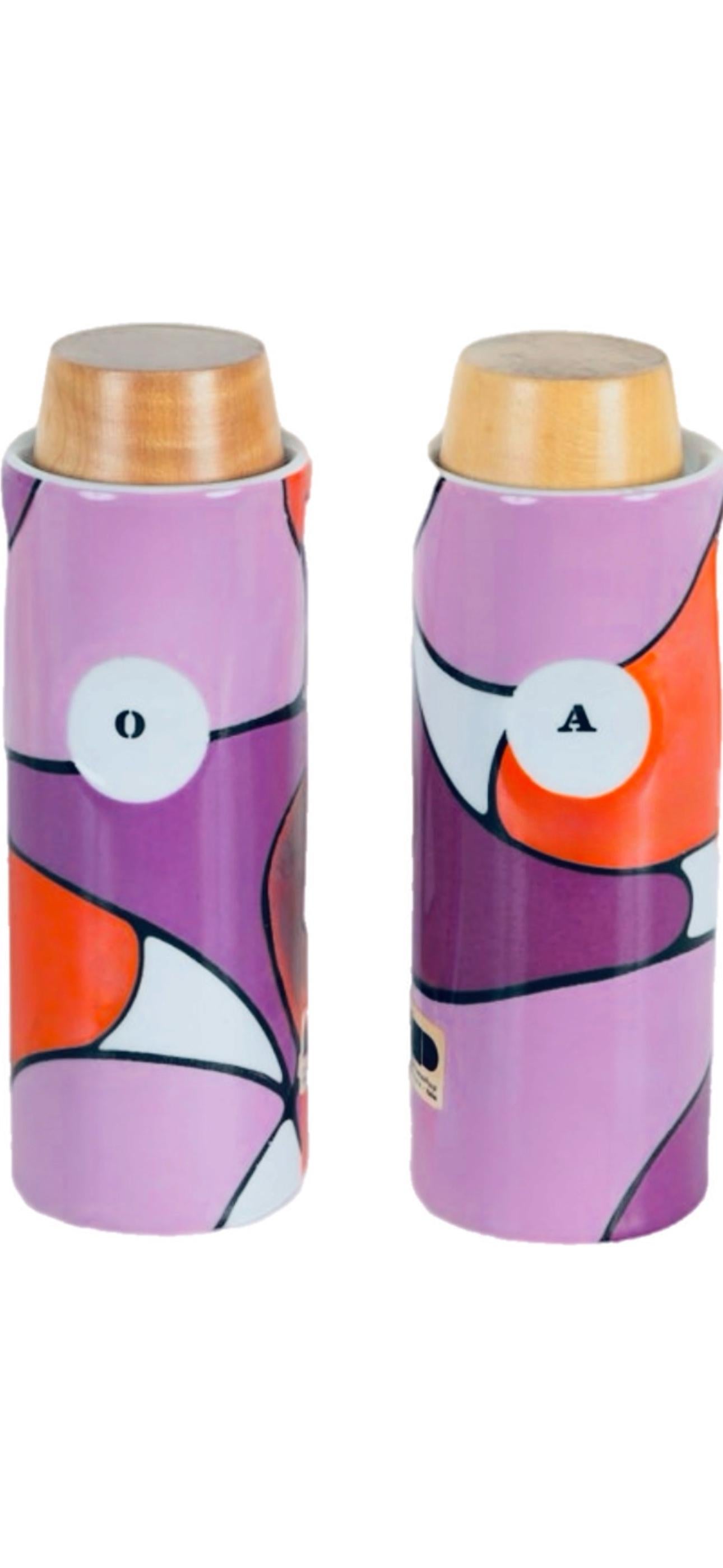 60s Franco Pozzi Mid Century Keramik Salz Pfeffer Öl und Essig Cruet Set Italien im Angebot 1