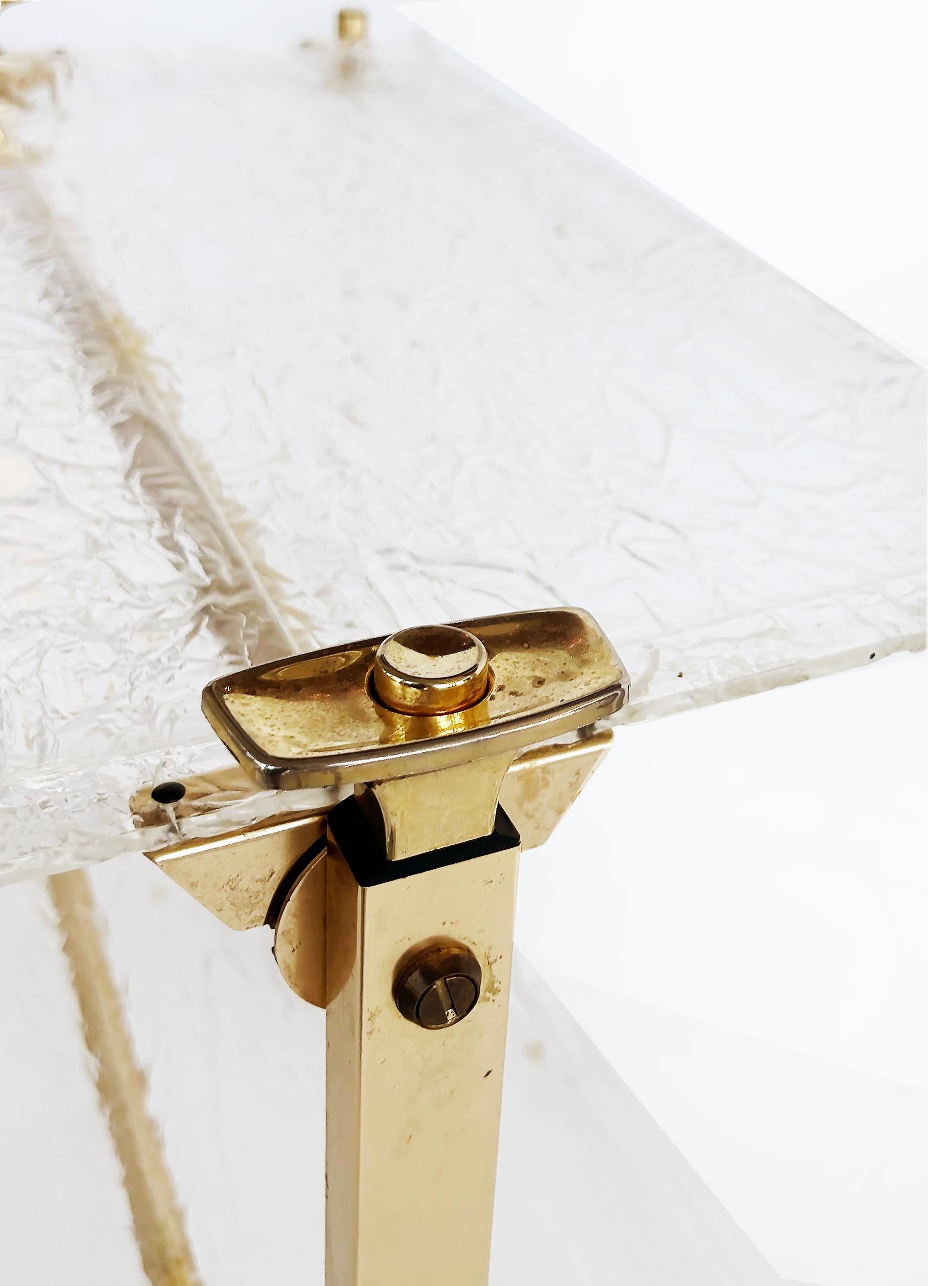 '60s French 2-Tier Brass Lucite Folding Dessert Serving Cart For Sale 2