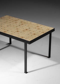 60s French ceramic tile coffee table