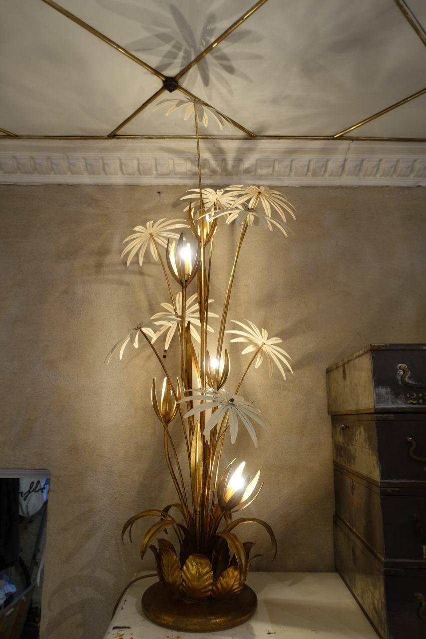 Late 20th Century Hans Kögl Gilt Floral Floor Lamp, Mid-Century Modern, Germany
