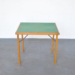 Mid-Century Modern Game Table, Wood and Fabric, Italy, Circa 1965