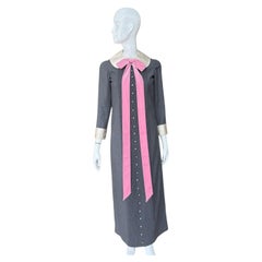 60s Geoffrey Beene Bow Grey Wool ‘Madeleine’ Dress