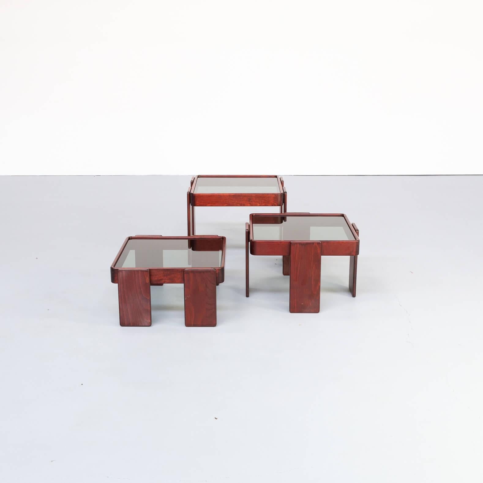 Italian 60s Gianfranco Frattini nesting tables for Cassina For Sale