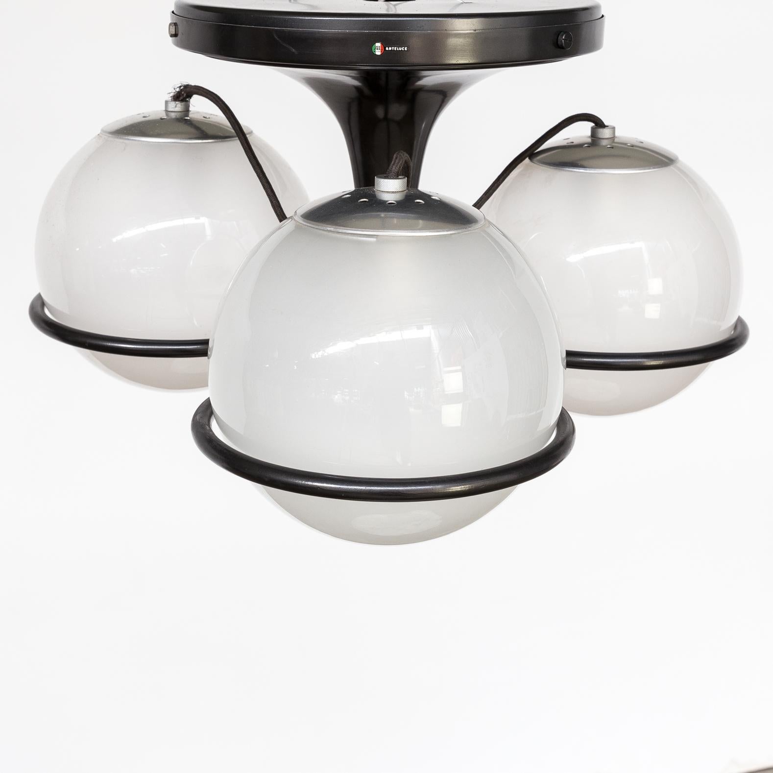 Metal 1960s Gino Sarfatti ‘Model 2042/3’ Ceiling Lamp for Arteluce