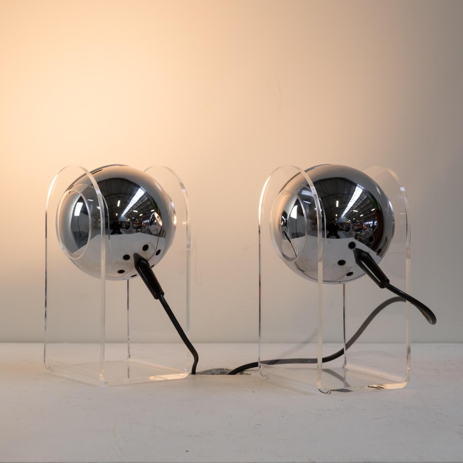 Italian 70s table lamp for Insta Sensorette set/2 For Sale