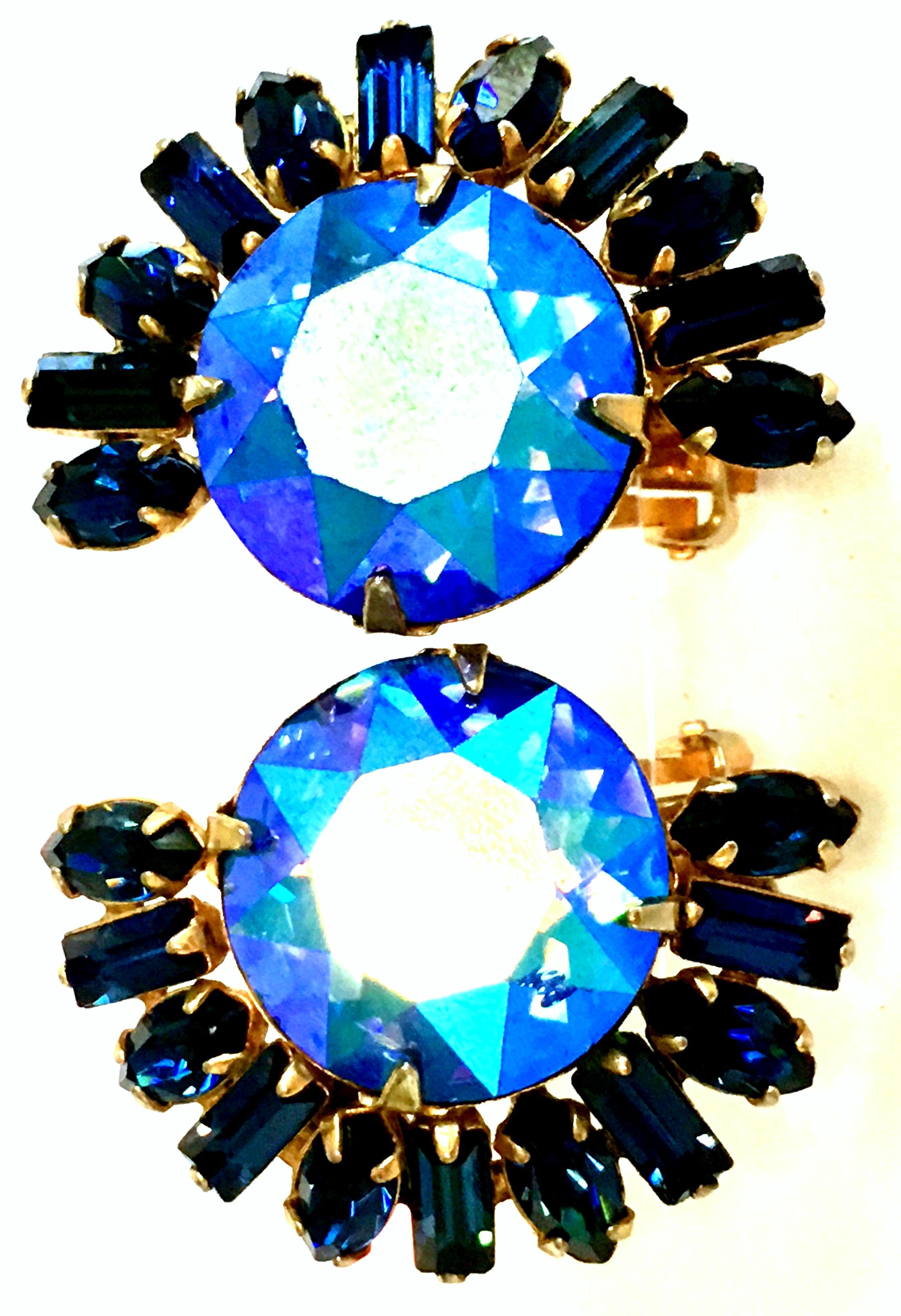 60'S Gold & Austrian Crystal Earrings By, Alice Caviness For Sale 1