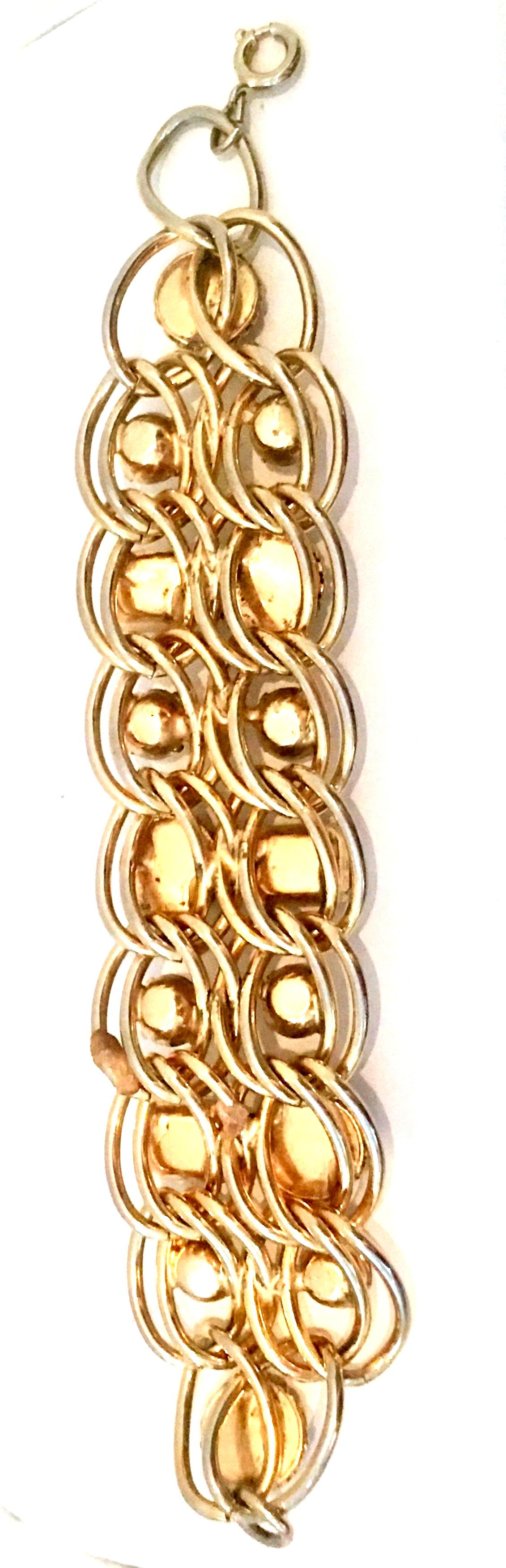 60'S Gold Blue Faux Lapis & Austrian Crystal Link Bracelet By, Schiaparelli 7