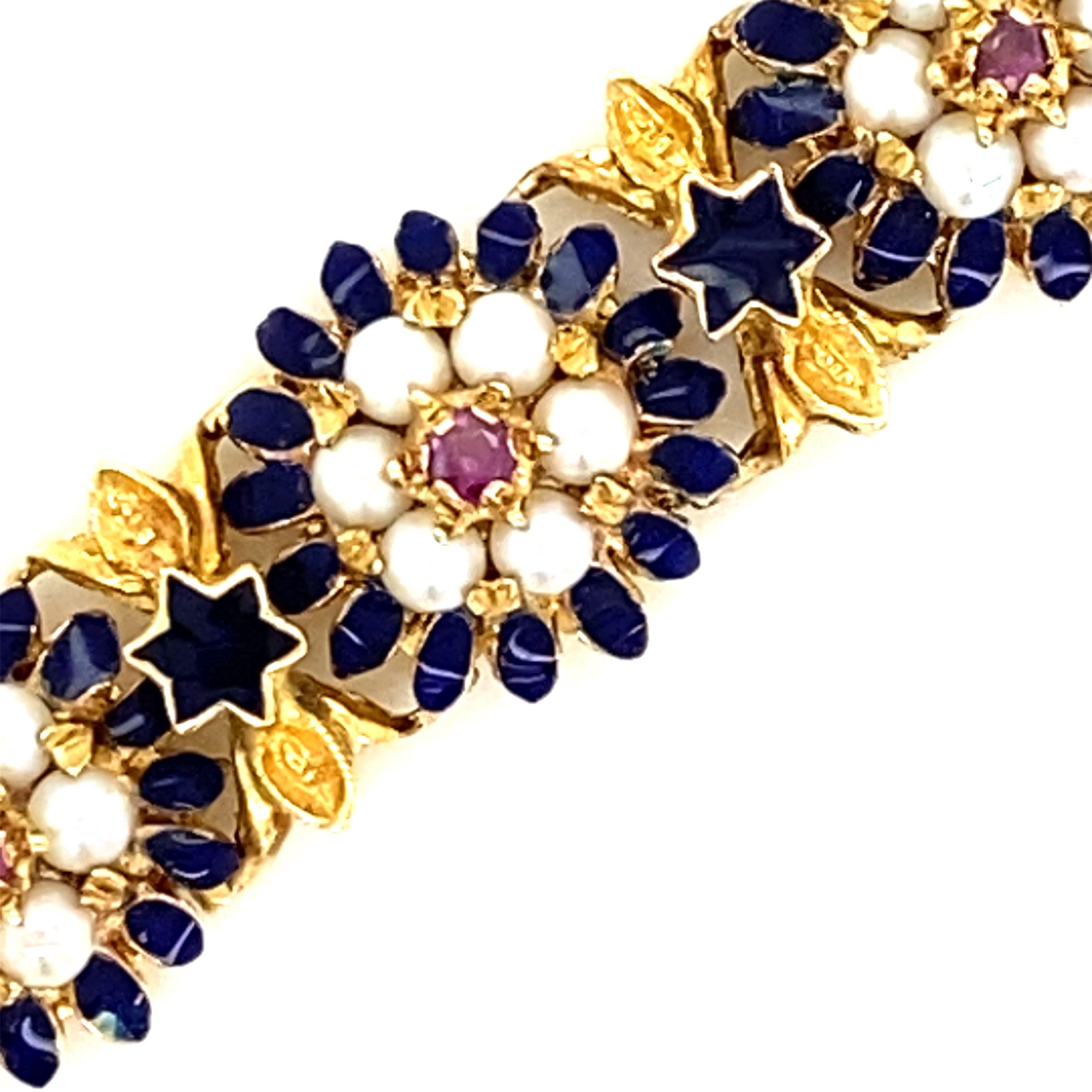 60s Gold Enamel Bracelet In Excellent Condition In Napoli, Italy