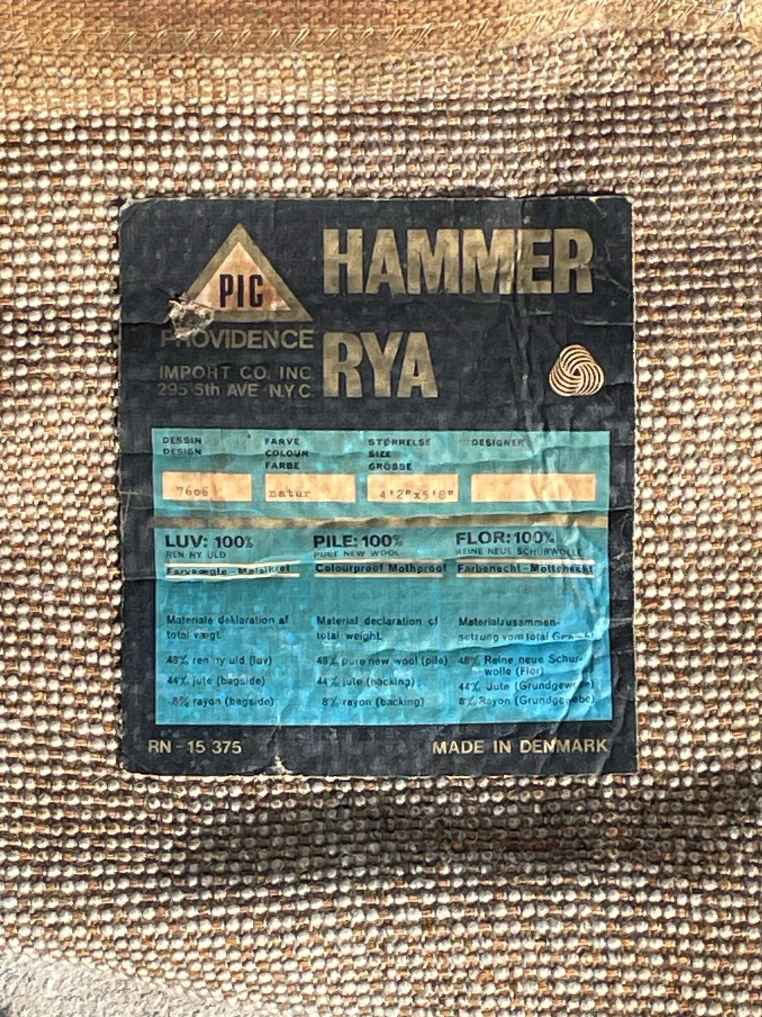 Tappeto a scacchiera in lana degli anni '60 Hammer Rya Danish, moderno e non usato, metà secolo, crema beige In condizioni ottime in vendita a Los Angeles, CA