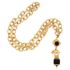 Used '60s Heavy Chain Link Necklace With Elephant Pendant By Roger Scemama for YSL