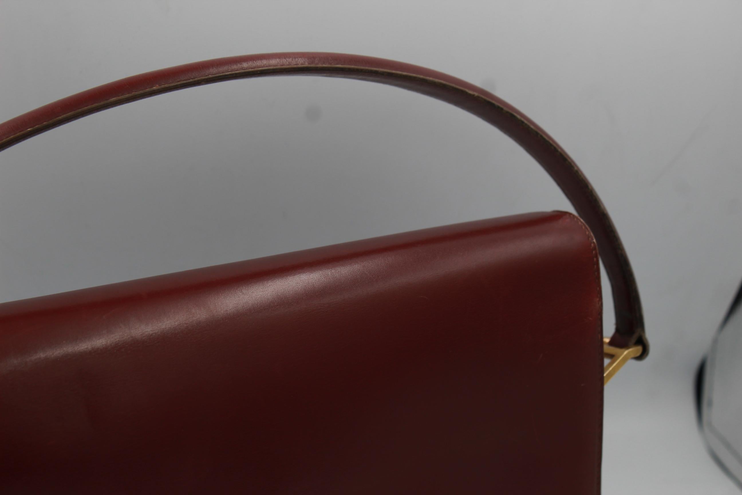 60's Hermes Vintage Piano Burgundy Box Leather Bag In Good Condition In Paris, FR