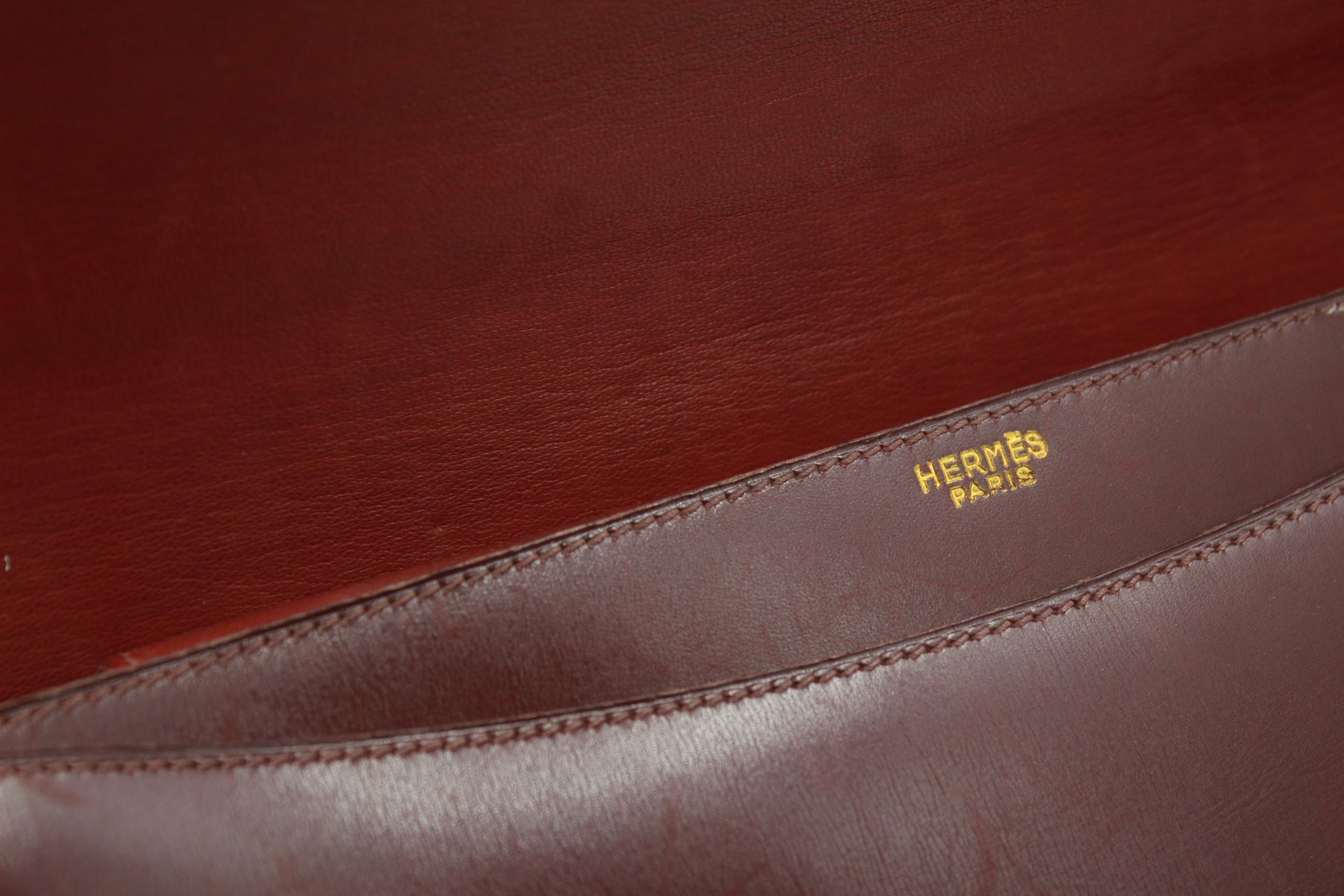 Women's or Men's 60's Hermes Vintage Piano Burgundy Box Leather Bag