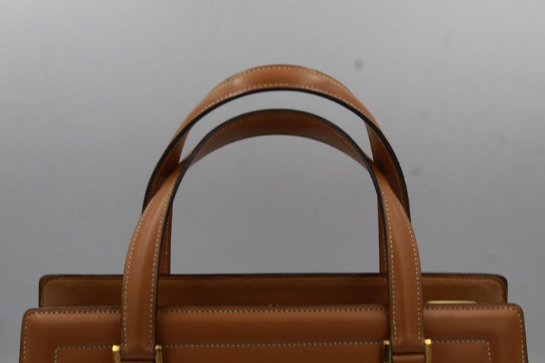60's Hermes Vintage Pullman Brown Leather Bag In Good Condition For Sale In Paris, FR