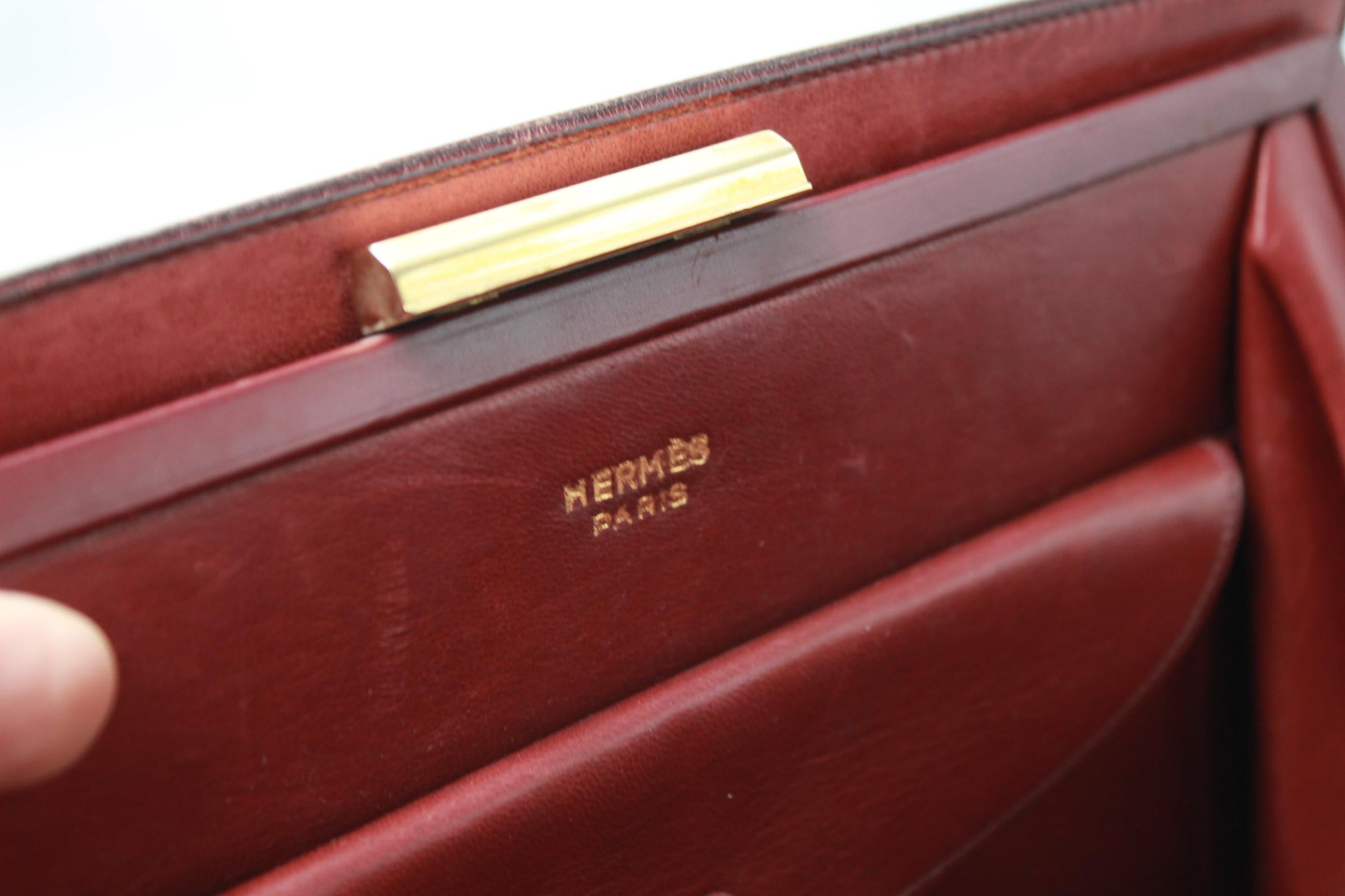 60's Hermes Vintage Pullman Burgundy Box Leather Bag 2