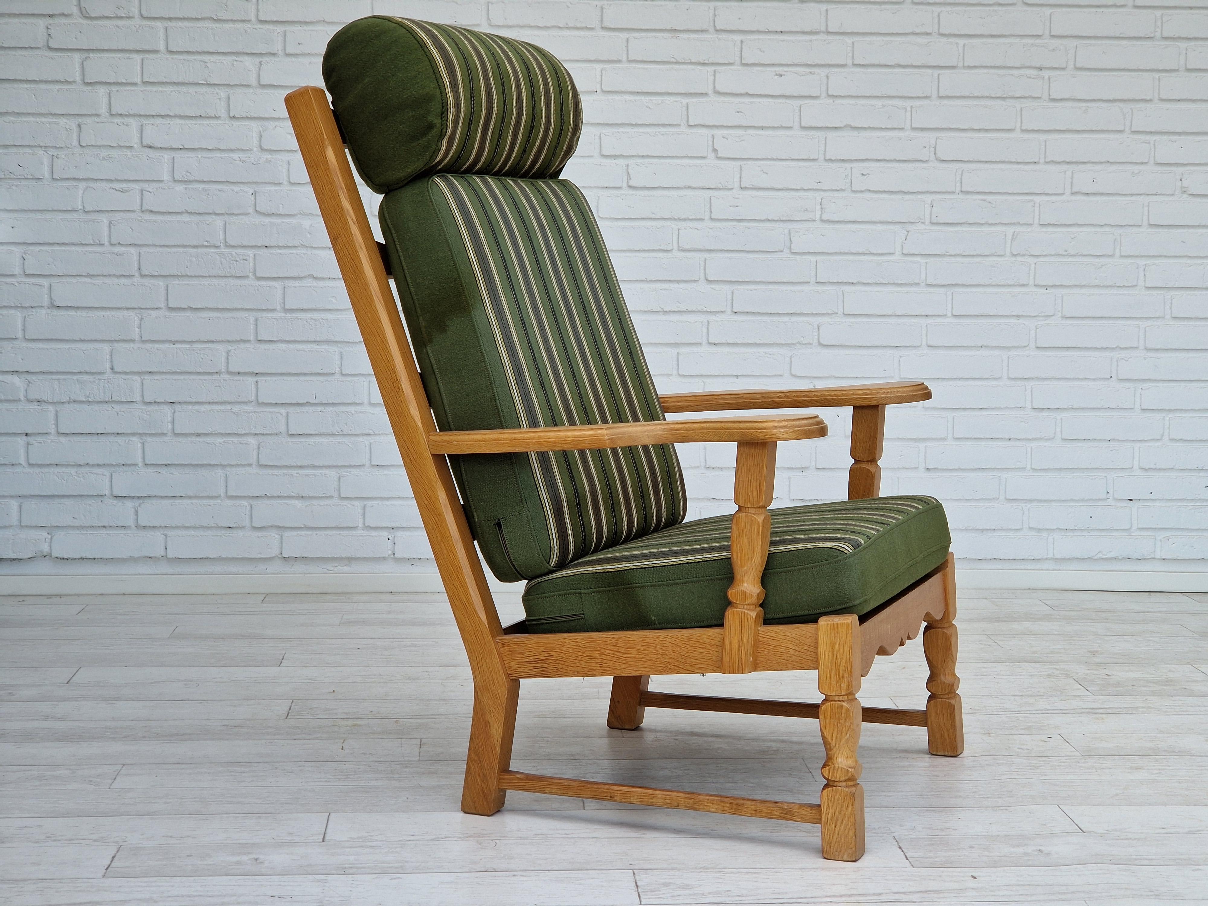 Scandinavian Modern 60s, Highback Armchair, Danish Design, Henning Kjærnulf Style, Original For Sale
