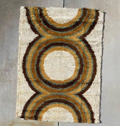 60's HOJER EKSPORT WILTON, Circles, UNUSED, Modern Rya, Danish Rug, Mid Century