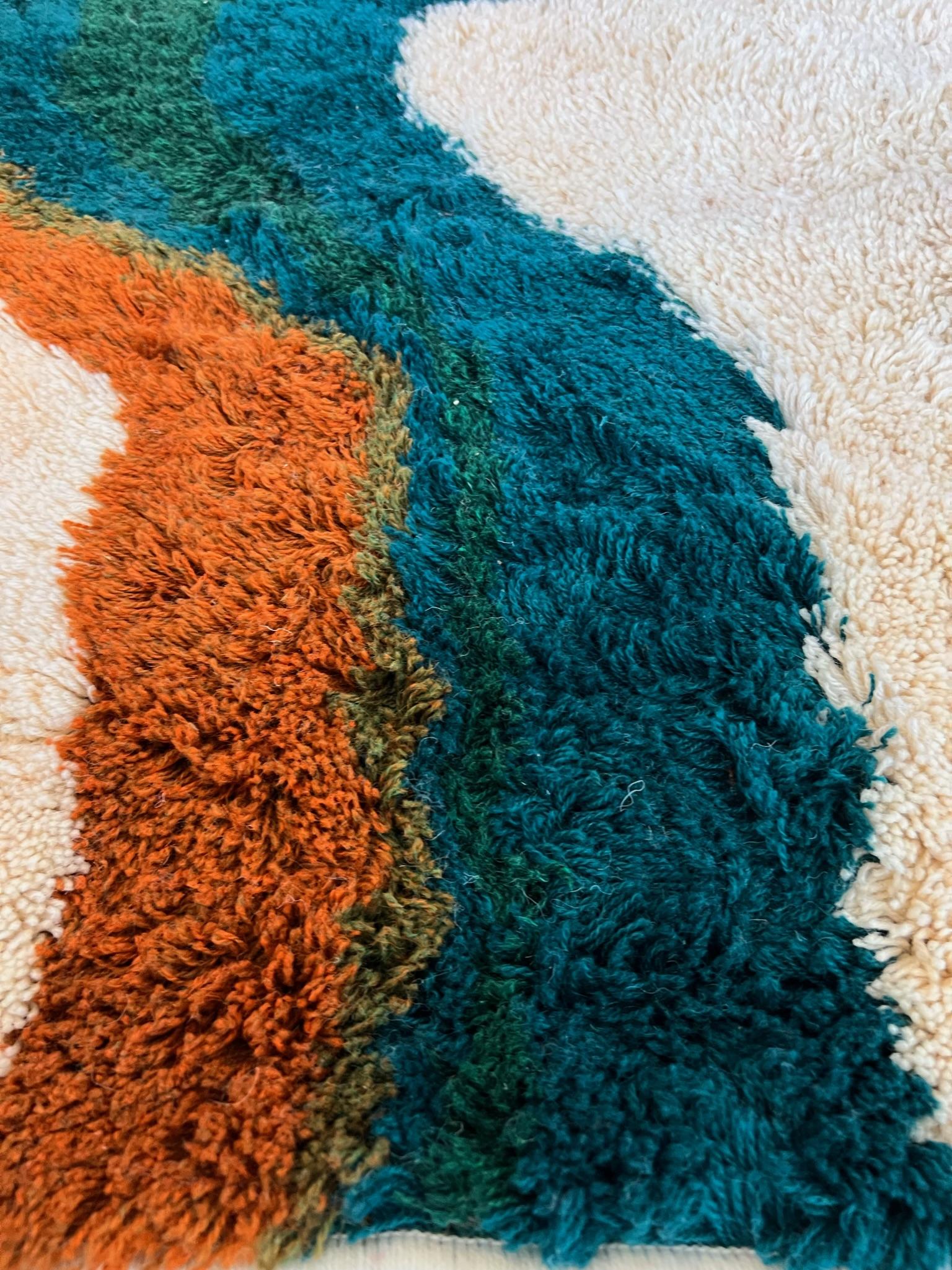 Milieu du XXe siècle 60's HOJER EKSPORT WILTON Lightening UNUSED Rya Rug Danish Modern Mid Century en vente