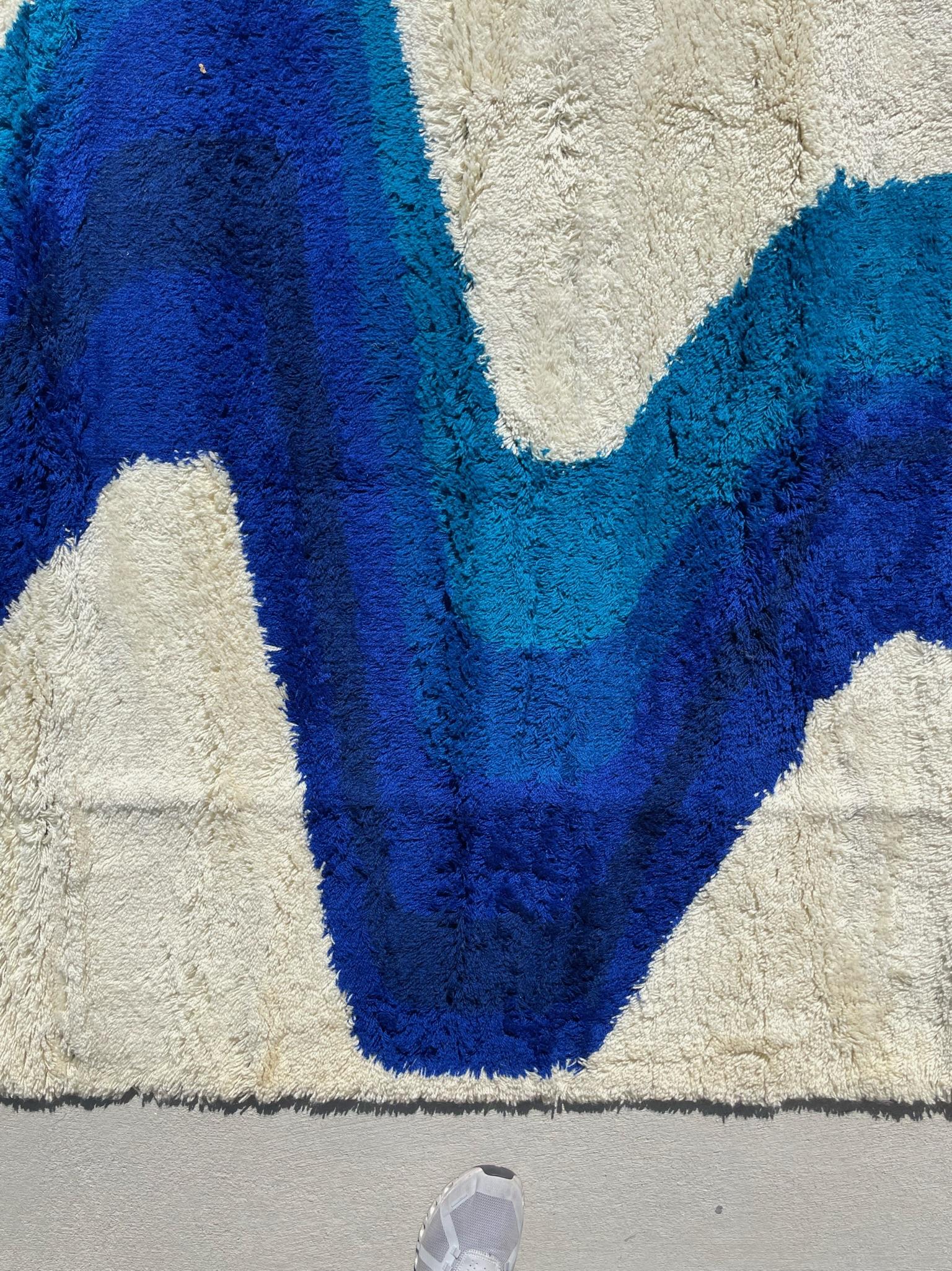 Milieu du XXe siècle 60's HOJER EKSPORT WILTON Lightening UNUSED Rya Rug Danish Modern Mid Century en vente
