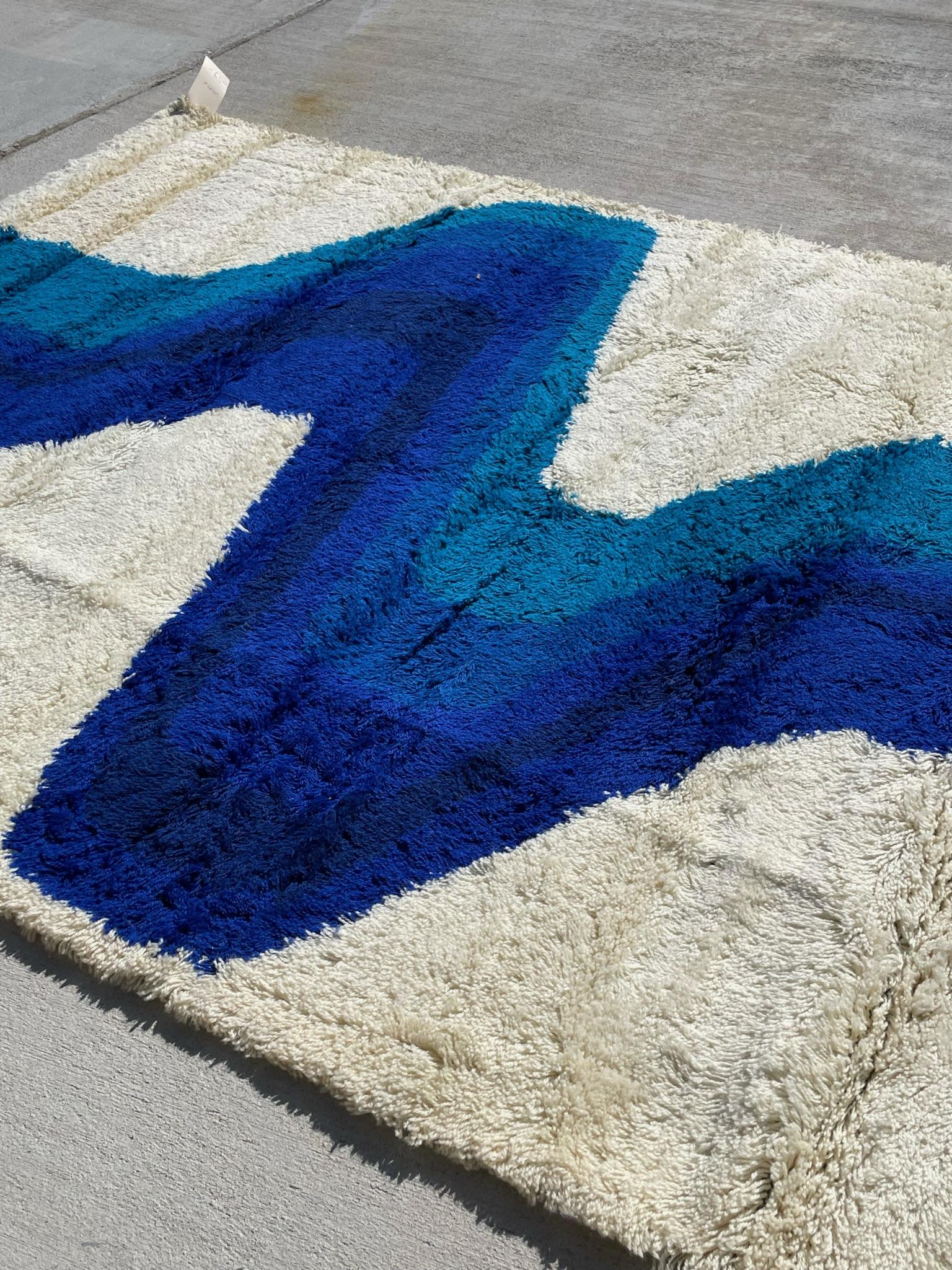 Laine 60's HOJER EKSPORT WILTON Lightening UNUSED Rya Rug Danish Modern Mid Century en vente