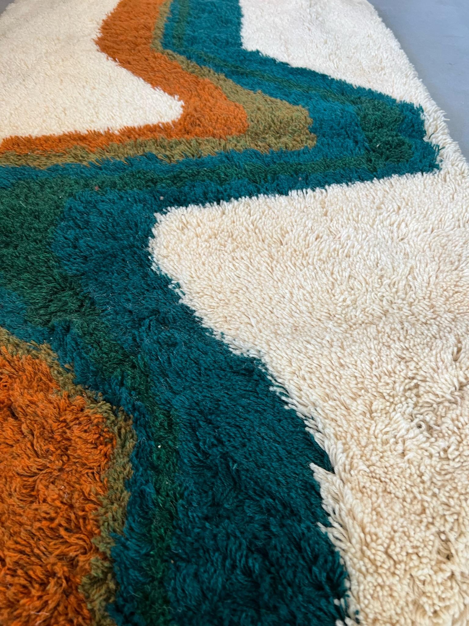 60's HOJER EKSPORT WILTON Lightening UNUSED Rya Rug Danish Modern Mid Century en vente 1