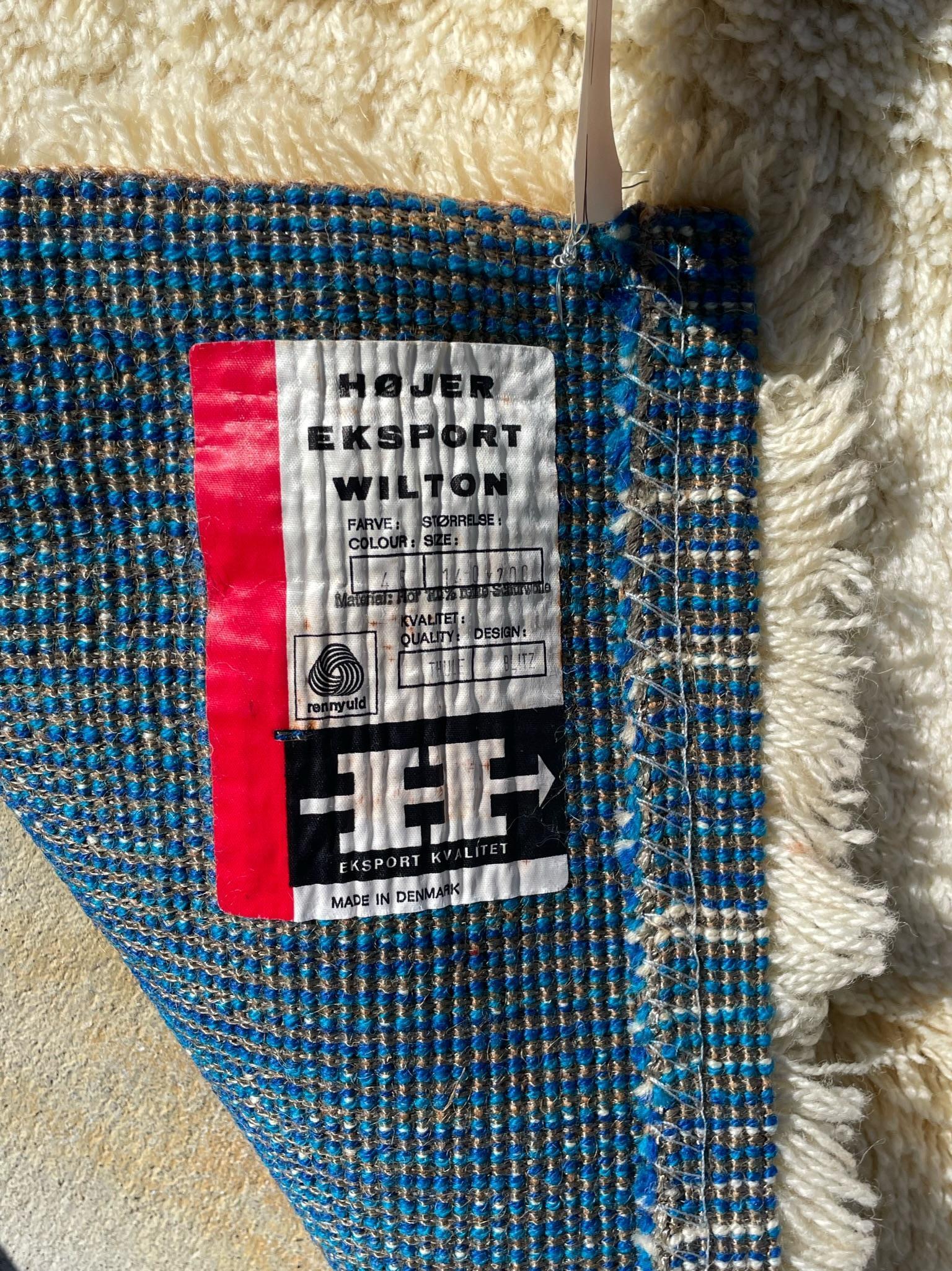 60's HOJER EKSPORT WILTON Lightening UNUSED Rya Rug Danish Modern Mid Century en vente 1