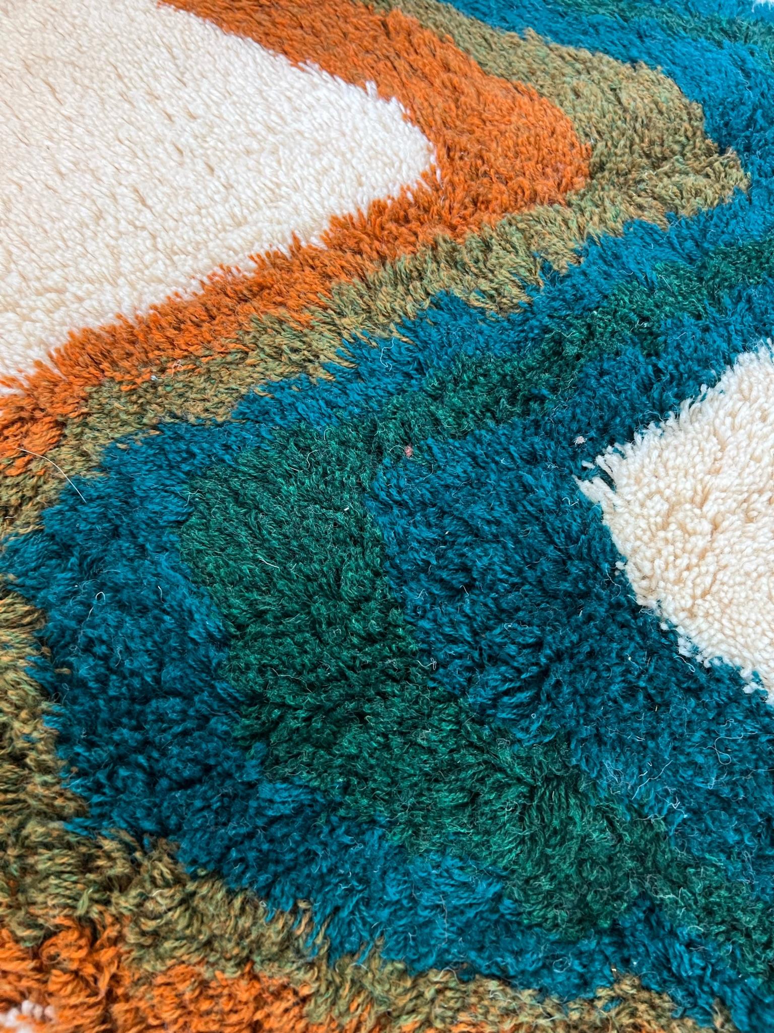60's HOJER EKSPORT WILTON Lightening UNUSED Rya Rug Danish Modern Mid Century en vente 2