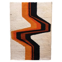 60s Hojer Eksport Wilton, Lightning, UNUSED, Mid Century Modern, Danish Rya Rug