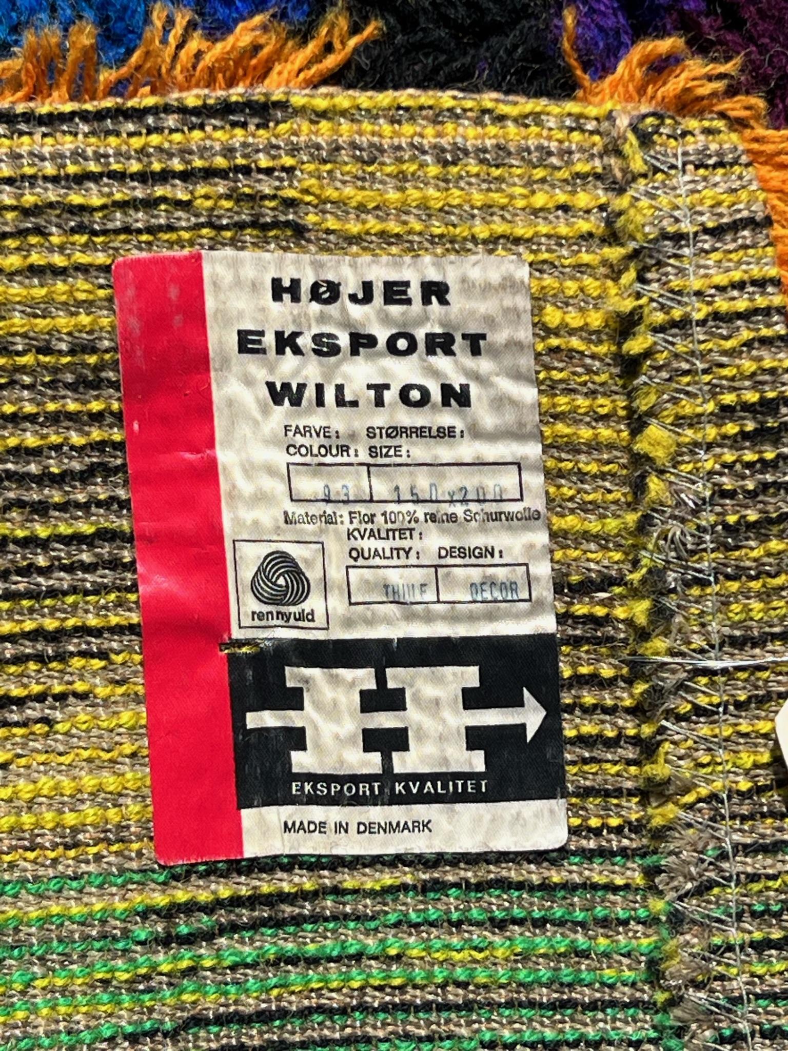 60's HOJER EKSPORT WILTON Mid Century Modern UNUSED LGBT Circles Danish Rya rug im Angebot 1