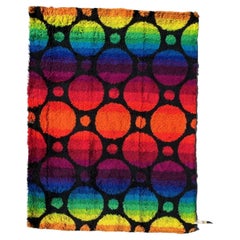 60's HOJER EKSPORT WILTON Mid Century Modern UNUSED LGBT Circles Danish Rya rug