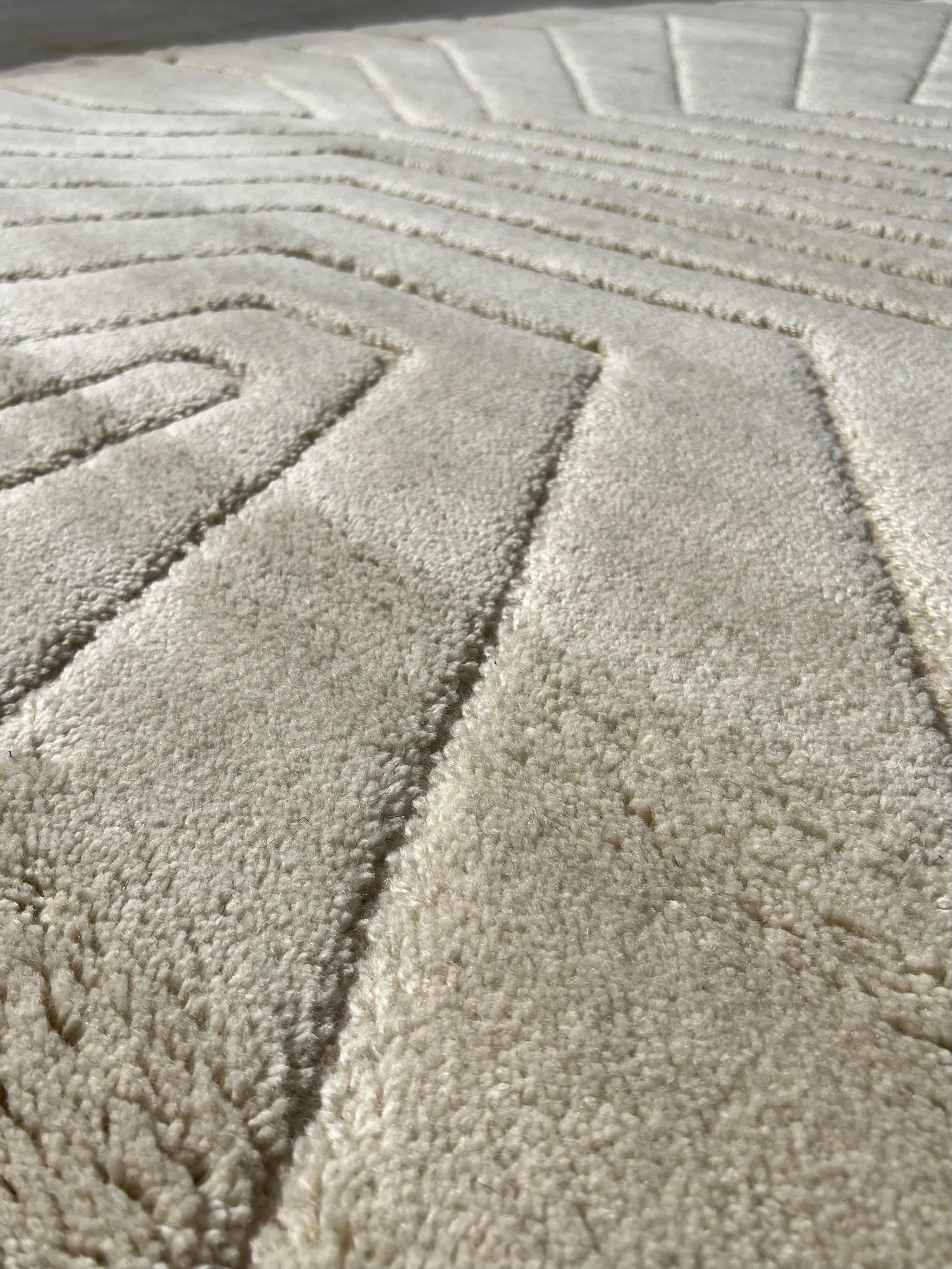 Milieu du XXe siècle Tapis danois Rya rond crème non estampillé HOJER EKSPORT WILTON, années 60 en vente