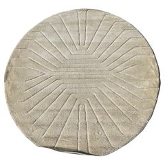 Tappeto anni '60 Hojer Eksport Wilton rotondo crema non usato Rya danese moderno metà secolo