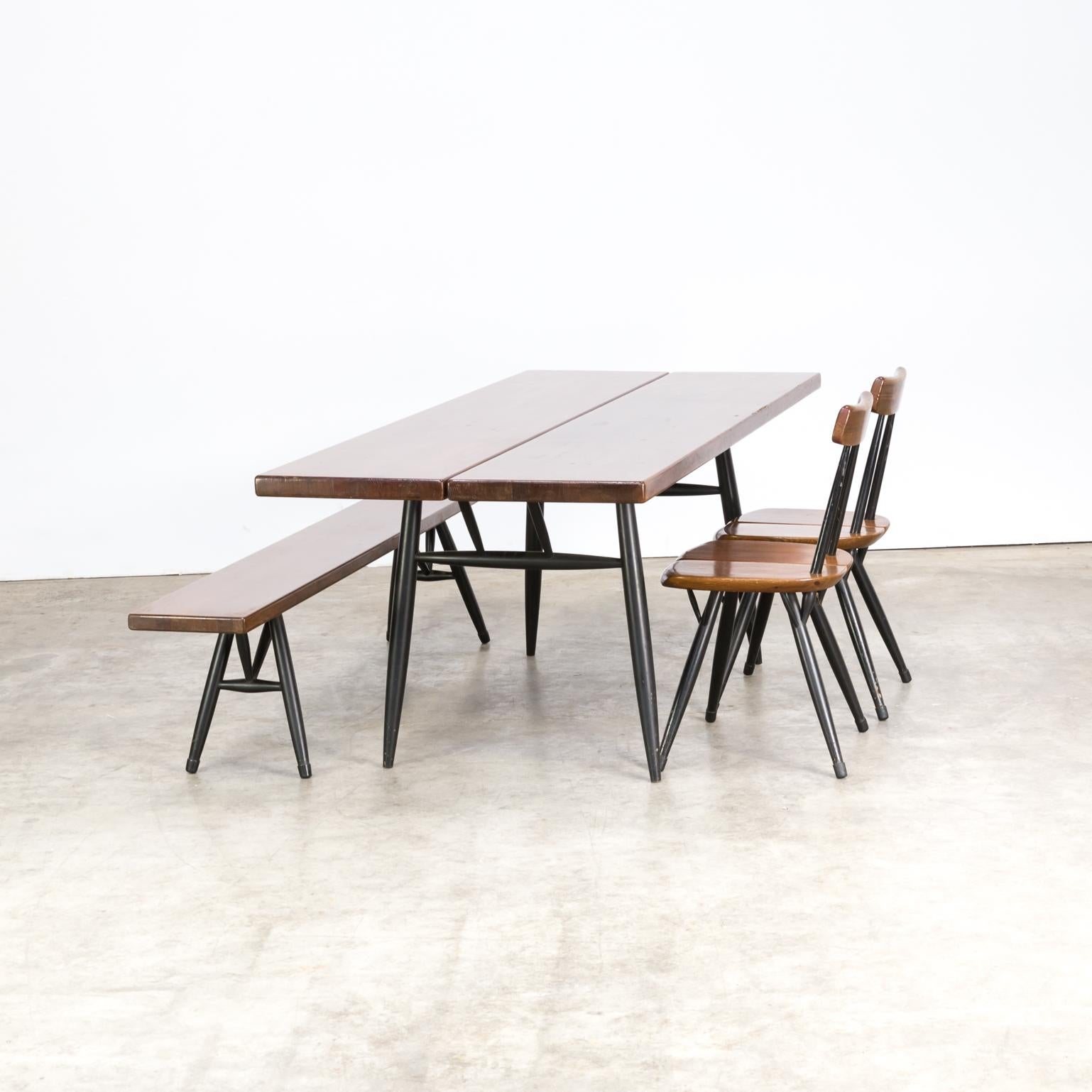 1960s Ilmari Tapiovaara ‘Pirkka’ Dining Table Set for Laukaan Puu In Good Condition For Sale In Amstelveen, Noord