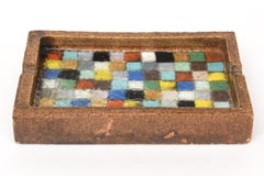 60s Italian Ceramic and Fused Glass Mosaic Ashtray / Tray by Bitossi for Raymor