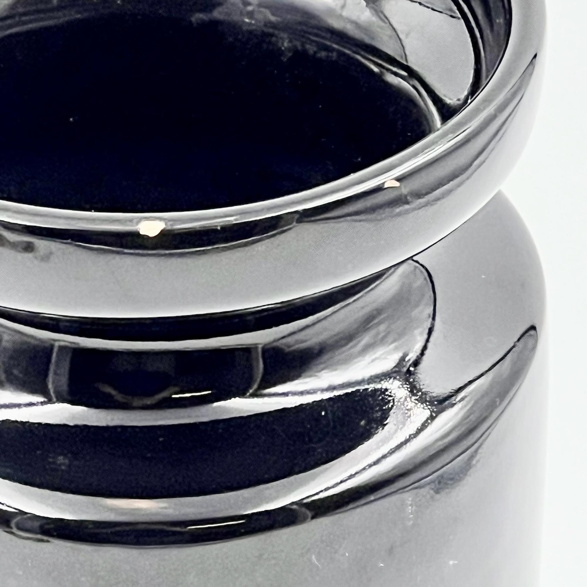 Ceramica Vaso in ceramica italiana degli anni '60 di Caruso Politi Recanati - Design nero e turchese in vendita