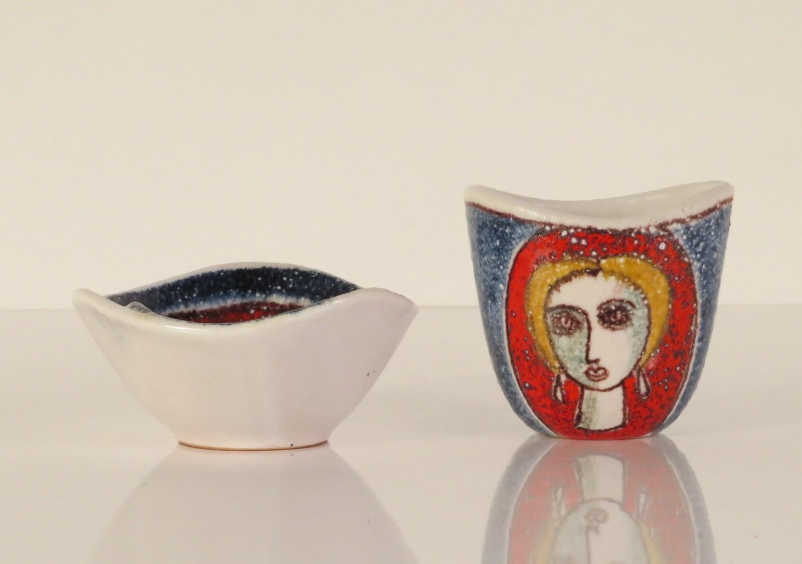 Glazed 60s Italian Modern Aldo Londi Ashtray & Cigarette Holder by Bitossi Raymor For Sale