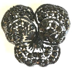 60'S "Japanned" Austrian Crystal "Butterfly" Brooch By, Weiss